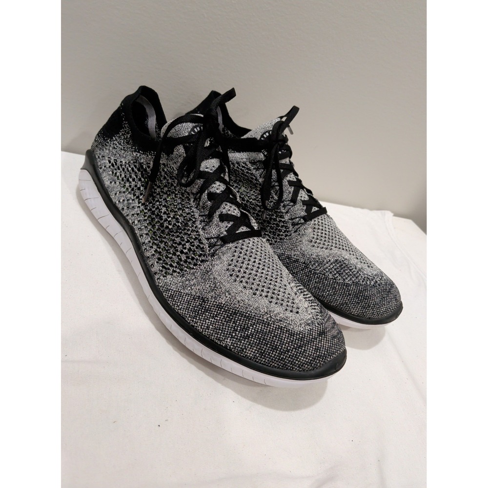 Nike Free RN Flyknit 2018 Oreo Black White Running Shoes 942838-101 Mens 13